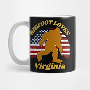 Bigfoot loves America and Virginia too Mug